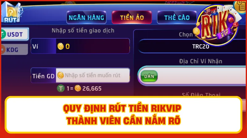 Anh em cần thực hiện liên kết thẻ ngân hàng với tài khoản game để rút tiền Rikvip